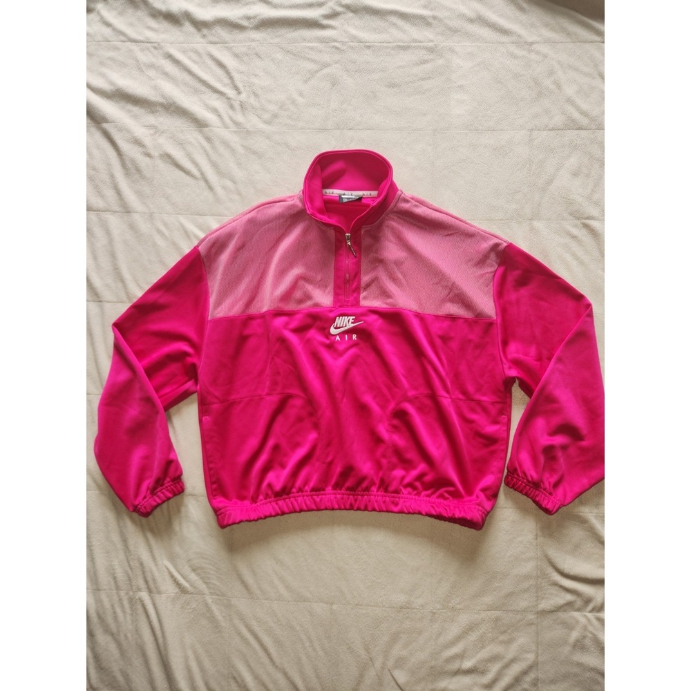 Nike Air 1/4 Zip Oversized Cropped Pullover Jacket Pink Womens Sz Medium DN4873